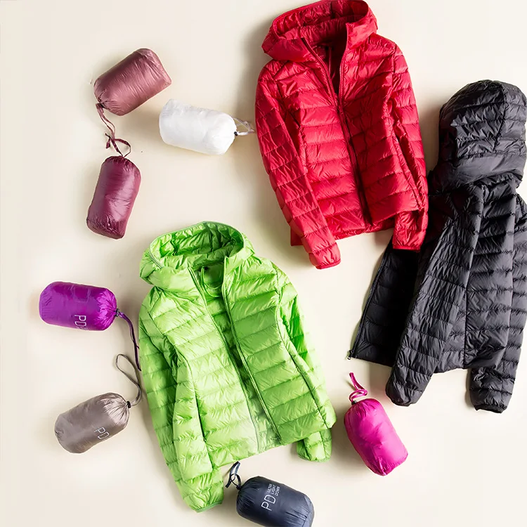Simple Station~ Lightweight down Jacket Women's Short Ultra-Thin Hooded Large Size Slim Fit Slimming Fashion South Korea N