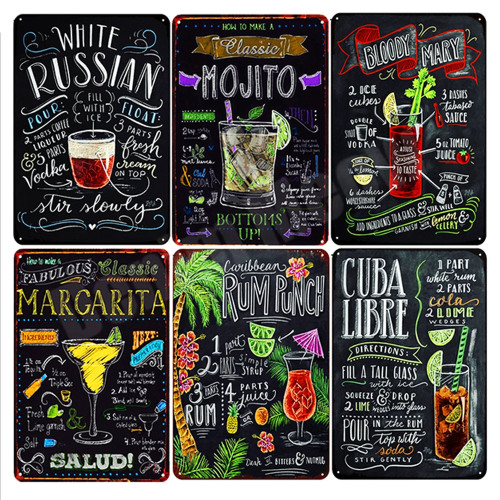 Барная открытая летняя пивная Ретро металлическая жестяная вывеска Mojito Martini CUBA