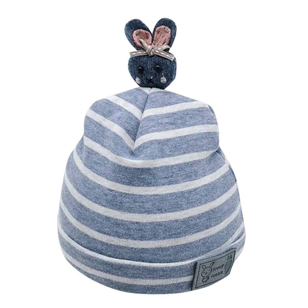 Baby hat autumn and winter thick warm striped cartoon bunny hat Thicker Warm Childs Kids Soft Newborn baby Boys Girls Toddler