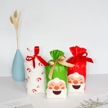 

50pcs Marry Christmas design gift bags baked pastry Fresh ribbon drawstring bags wrapping bags storage bundle pockets hotsell