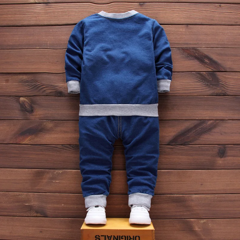 Комплект зимней одежды для мальчиков; осень г.; джинсовые комплекты из 2 предметов; теплая куртка и штаны для маленьких девочек; комплект спортивной одежды