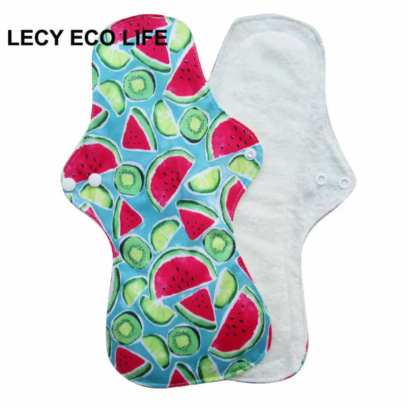 Lecy Eco Life 1 шт. 1" Печатные женские крылья дизайн моющиеся тканевые гигиенические прокладки с органическим бамбуком