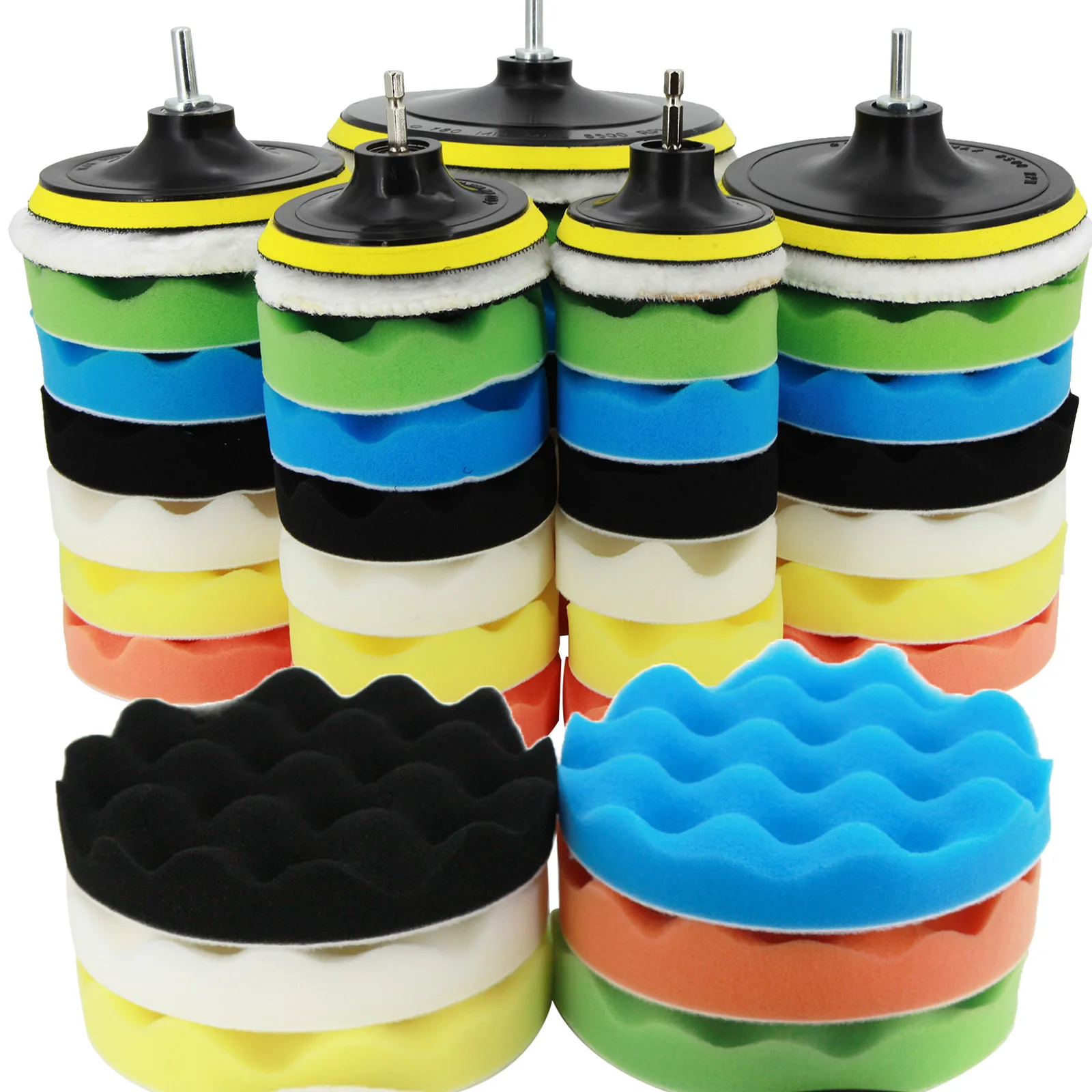 Car Polishing Disc Self-Adhesive Buffing Waxing Sponge Wool Wheel Pad Cleaning Maintenance Tools Kit For Polisher Drill Adapter |
