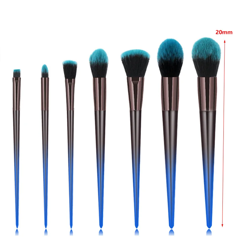 LR-Makeup 7 шт./комплект набор кистей для макияжа Набор синих красочных румян основа профессиональная выделка Кисть для нанесения пудры набор инструментов для макияжа