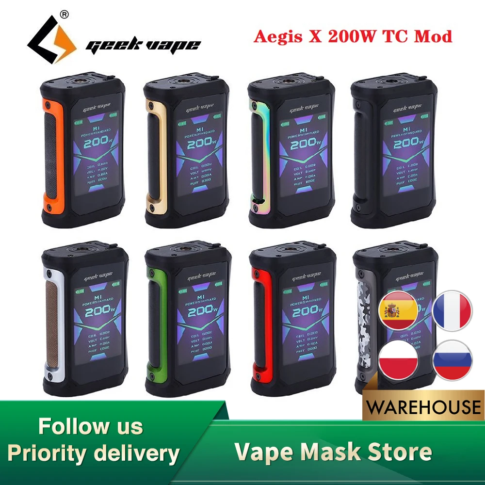 Новый оригинальный мод Geekvape Aegis X 200 Вт TC с чипсетом AS2.0 и OLED-экраном 2 4 дюйма для