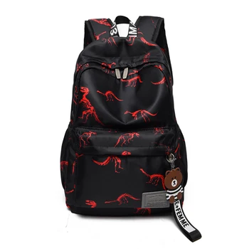 

Cute Cartoon Black Backpack Dinosaur School Bag Large Capacity Lightweight Nylon Leisure Or Travel Bag Cat printing Package