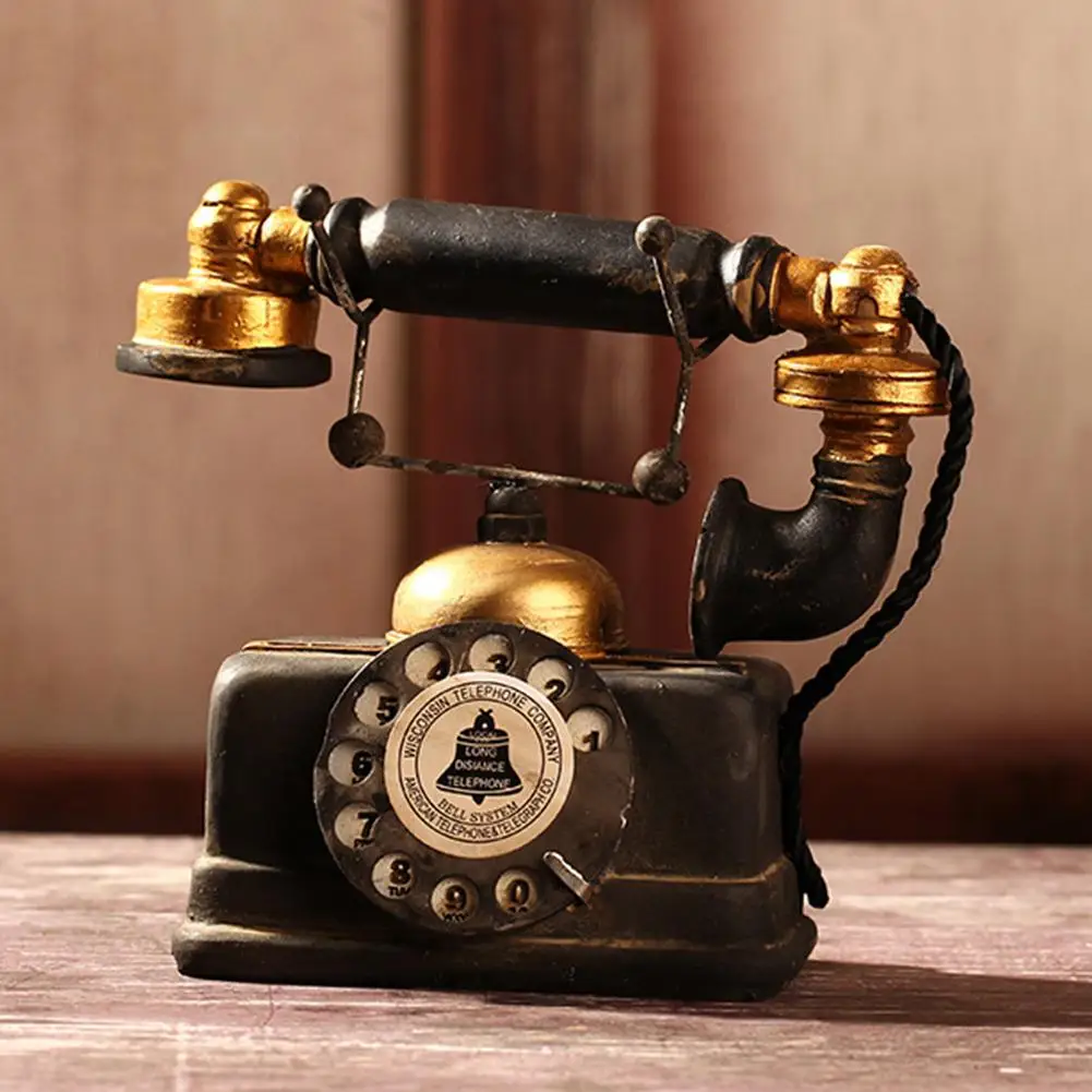 New Vintage Resin Telephone Model Miniature Craft Photography Props Bar Home Decor Retro Furniture Figurines Phone | Дом и сад