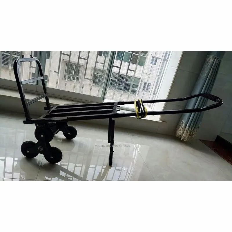 Heavy Duty Hand Truck Large Capacity Stair Climbing Cart, Portable Trolley with Three-Wheel Chassis, Folding Luggage Wagon