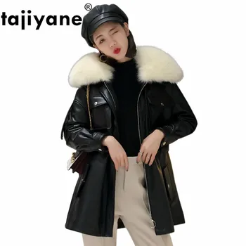 

Korean Sheepskin Coat Female Jacket Real Genuine Leather Jacket Women Tops Fox Fur Collar Autumn Winter Pink Down Coats ZT1681