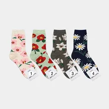 С цветочным рисунком Носки Лилия Цветок Ромашка для женщин из хлопка носков стандартной длины на осень-зиму забавная Повседневная дышащая удобная уличная оснастка для спорта