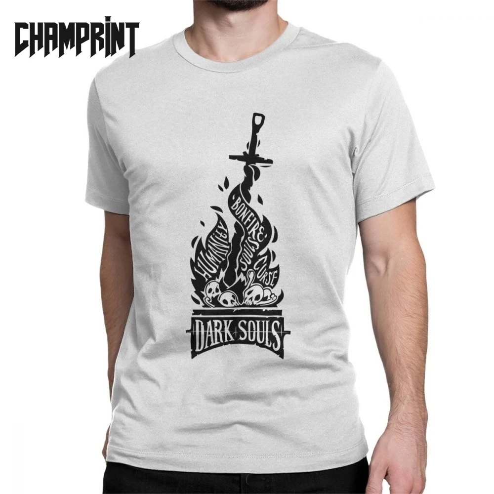 

Dark Souls Video Game Bonfire T Shirts Men's Pure Cotton Vintage T-ShirtsPraise The Sun Bloodborne Tees Short Sleeve Gift Idea