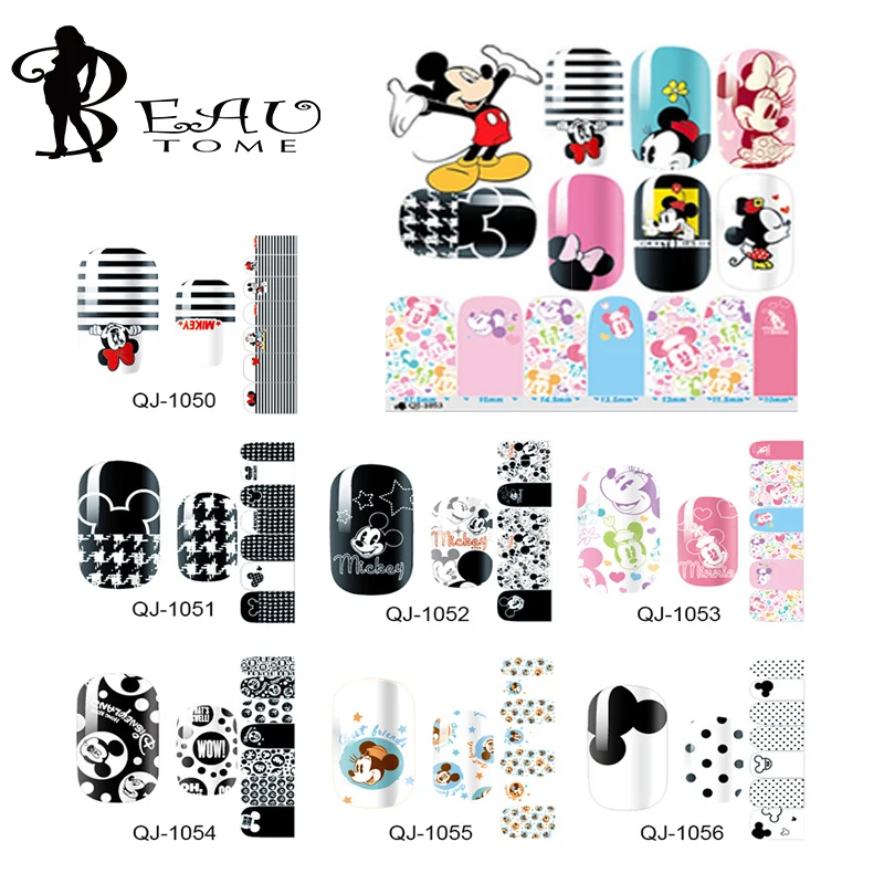 Mickey Minnie Decals Stickers Wrap Nails Cartoon Cute Nail Sticker Tips Decoration Nail Art Water Transfer Sticker
