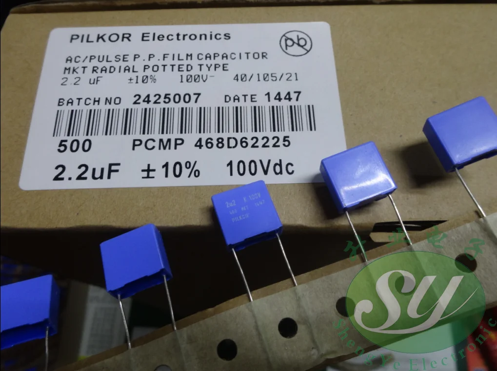 50 шт. PILKOR MKT 2,2 мкФ/100 в 2 u2 225 Новые Латунные ножки 10 мм пленочный конденсатор