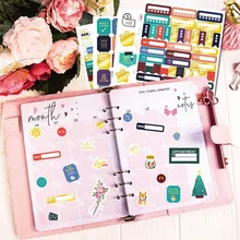 

4Sheets/206Pcs Planner Stickers for Diary Accessories Stickers Notebook DIY Craft Material Scrapbooking for Notebooks Stationery