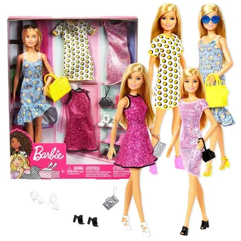 

Mattel Genuine Barbie Barbie Party Fashion Doll Set Princess Doll Girl Dress Up Clothes Shoes Toy Gift