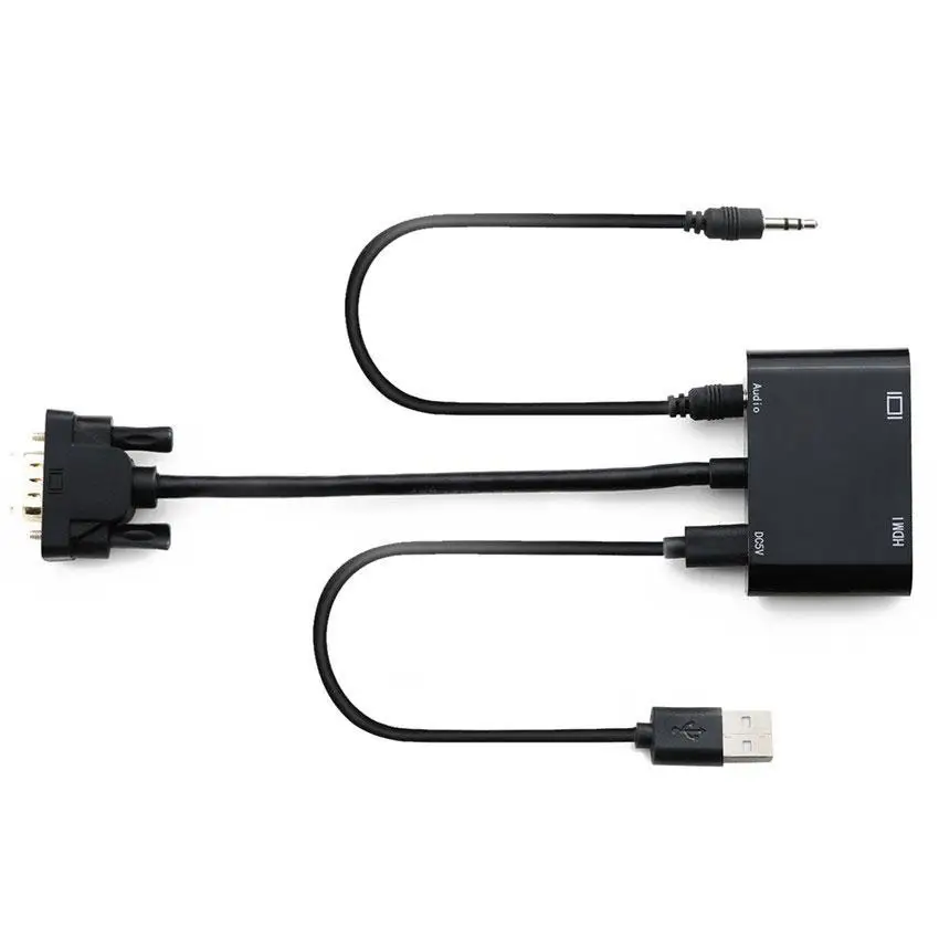 

2 in 1 VGA to VGA HDMI Splitter with 3.5mm Audio Converter Support Dual Display for PC Projector HDTV Multi-port VGA Adapter