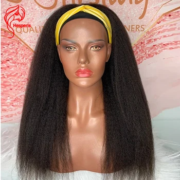

Hesperis Headband Human Hair Wig For Women Kinky Straight Human Hair Half Wig Remy Hair Machine Made Wig Kinky Stright Hair