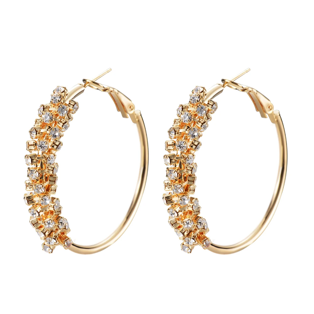 2019 Новая мода золото серебро циркон серьги-кольца Цветок Винтаж Большой Круг