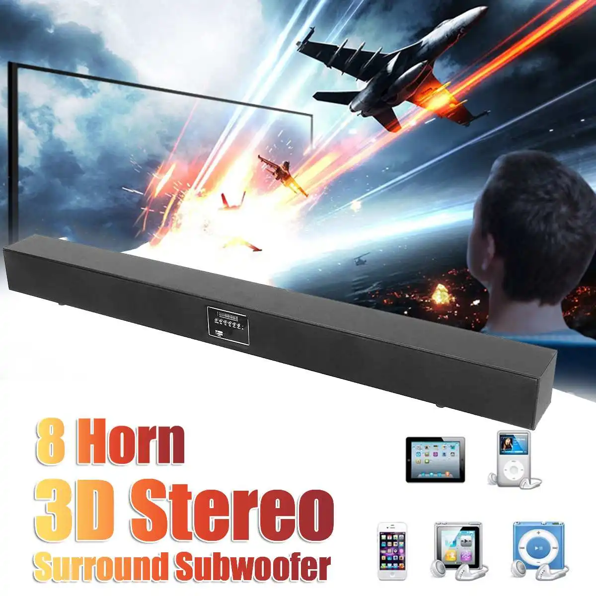 

A079 8 Horn TV Subwoofer Speaker Wireless Bluetooth Sound Bar Box Home Theater System Accessories