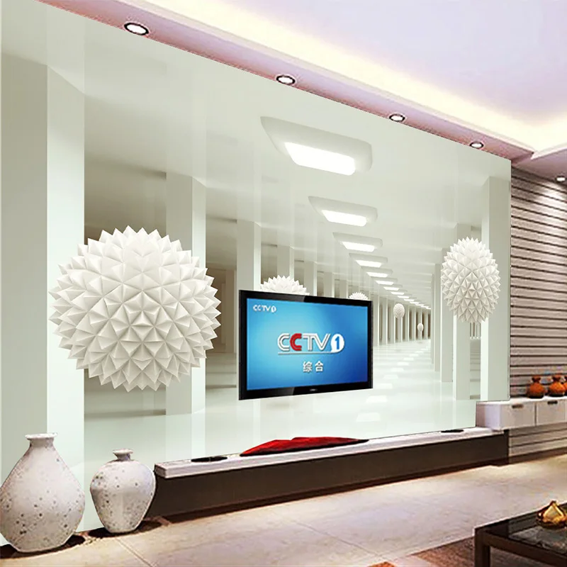 Custom-Wall-Mural-Large-Wall-Painting-Modern-3D-Stereoscopic-Abstract-Art-Space-White-Ball-Living-Room (2)