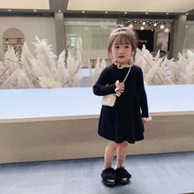 Новое поступление; Сезон Зима; хлопковое платье принцессы в Корейском стиле; универсальный вязаный свитер для милых маленьких девочек