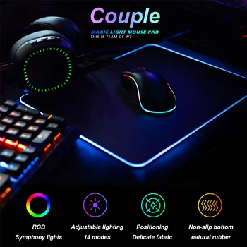 

USB Powered Non Slip RGB Colorful Extended Scratch Proof Glowing Mouse Pad Gaming Computer Accessories Rubber Base Internet Cafe