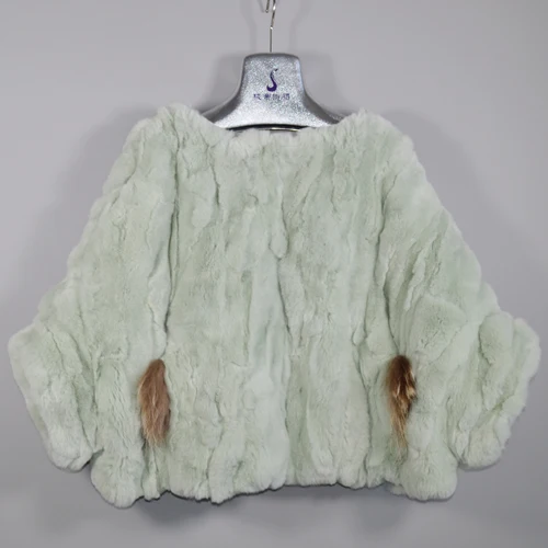 light green Стиль осень зима девушки Настоящий мех кролика пончо шарф женский Мягкий настоящий мех кролика пашмины шаль - Цвет: light green
