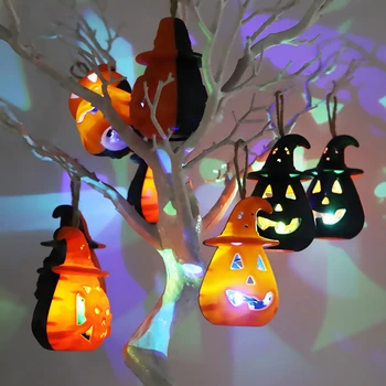 

6/12pcs Halloween LED Night Light Hollow Pumpkin Lantern Lamp with Hat LED Light Lamp Lantern Party Halloween Bar Home Decor