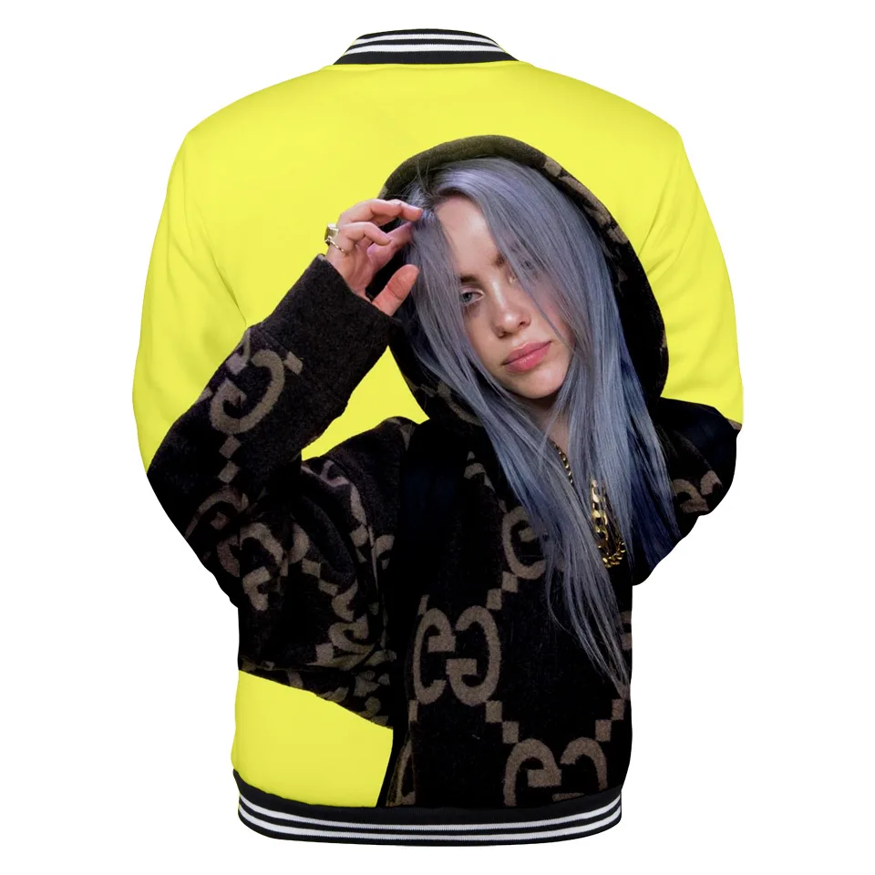 Стиль Европейская и американская певица Billie Eilish 3D цифровая печать 3D с длинным рукавом бейсбольная форма