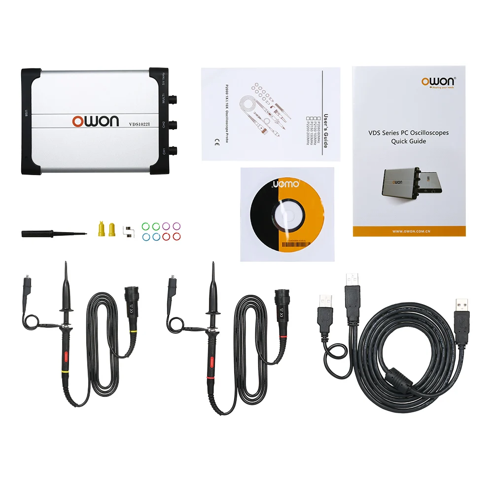 Owon VDS1022I двухканальный осциллограф осциллографы для ПК Виртуальный USB осциллограф 25 МГц полоса пропускания 100 м/с частота дискретизации