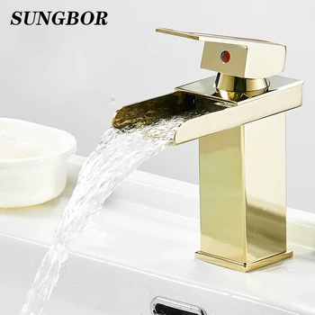 

All copper golden pull-out basin faucet hot and cold wash basin household basin retractable swivel faucet