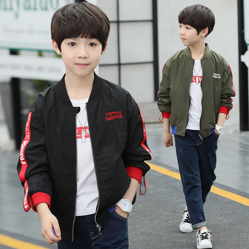 

BOY'S Short Coat Spring And Autumn Korean-style Children Crew Neck Webbing Jacket Big Boy Autumn Tops Korean-style Fashion