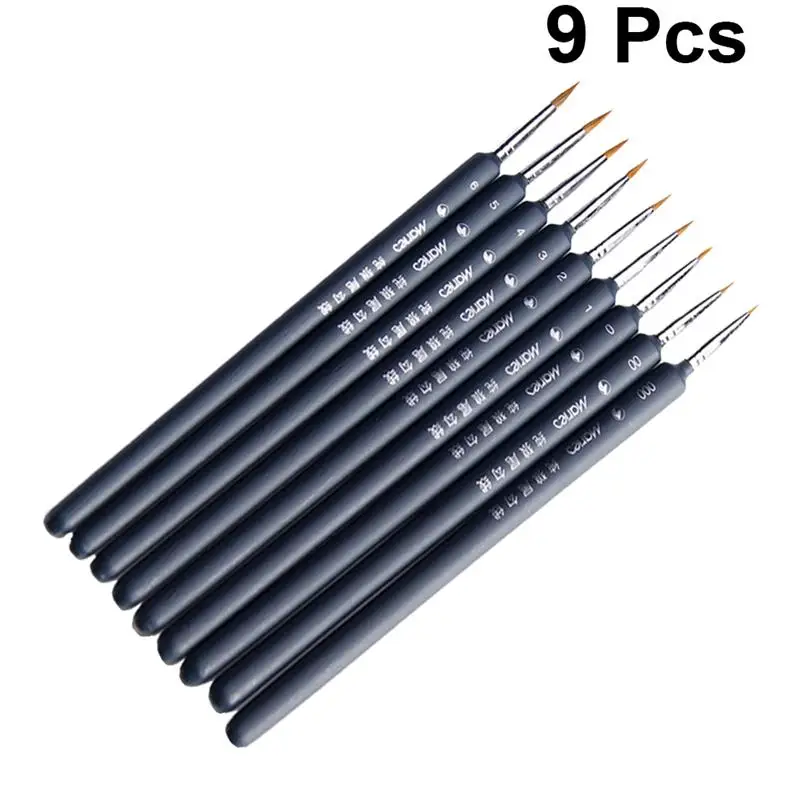 9pcs as pic 5 шт набор миниатюрных кистей для рисования, профессиональная нейлоновая кисть, акриловая краска, тонкие ручки, товары для рукоделия, ручная краска ed A3 - Цвет: 9pcs as pic
