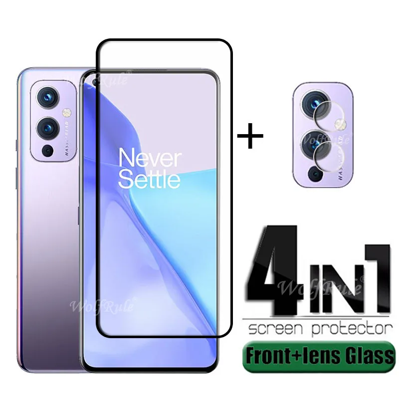 

4-in-1 For Oneplus 9 Glass For Oneplus 9 Tempered Glass Full Glue HD Protective Film Screen Protector For Oneplus 9 Lens Glass