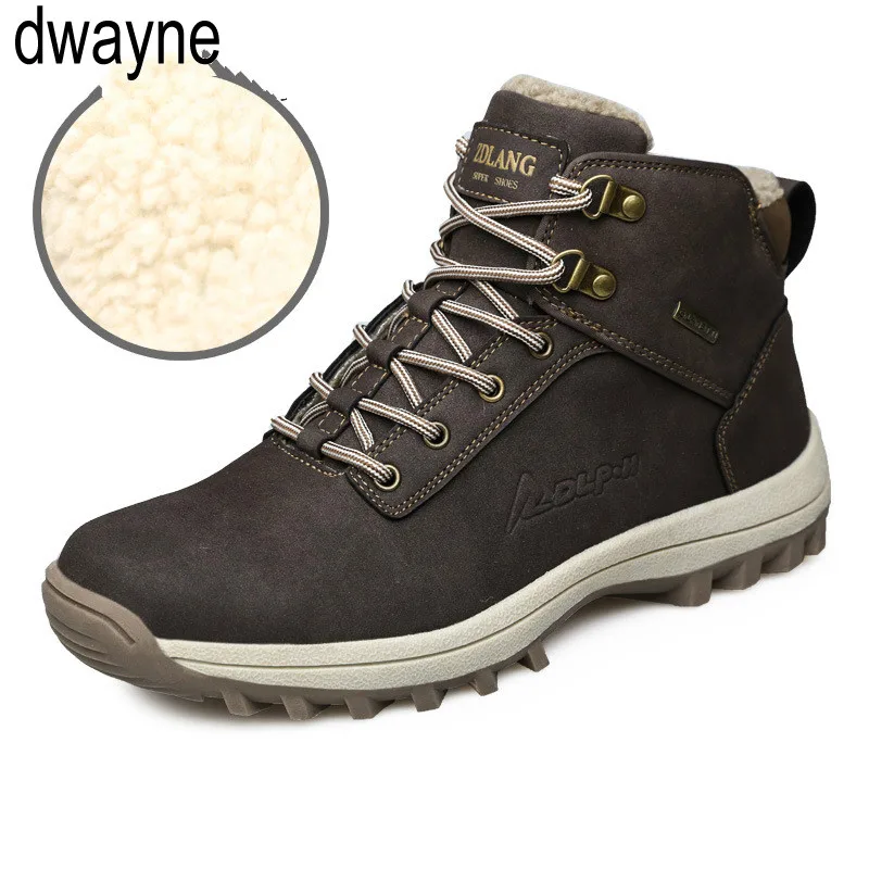 

2019 Men Boots Plush Warm Winter Men Shoes Big Size Anti skidding Winter Shoes Men Black Brown Safety Shoes hki89