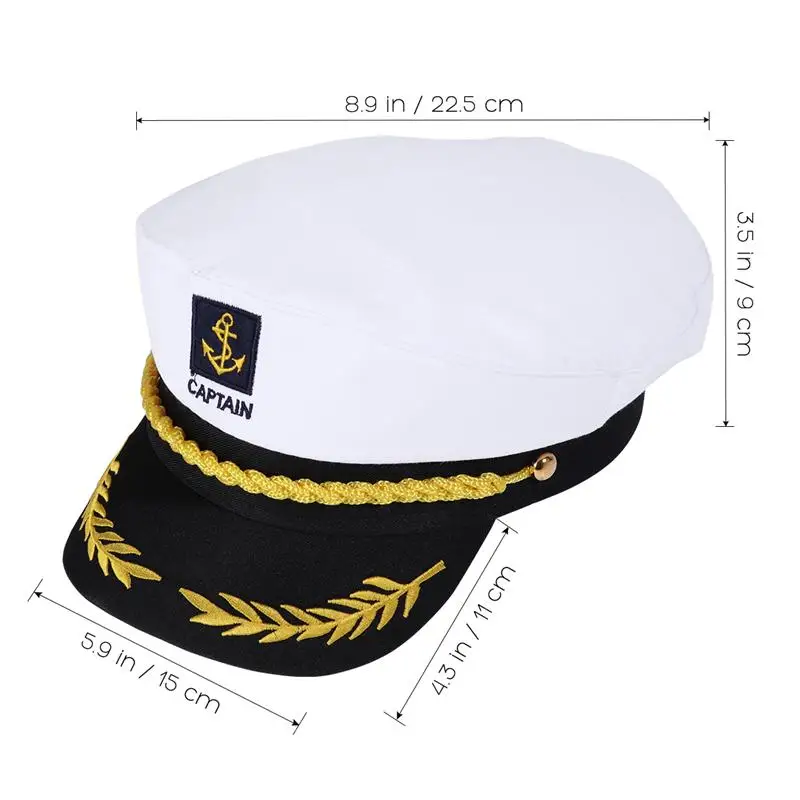 Party Hat Yacht Captain Hat Adult Yacht Boat Ship Sailor Captain Costume Hat Cap Marine Admiral Embroidered Captain'S Cap Halloween Sailor Hat