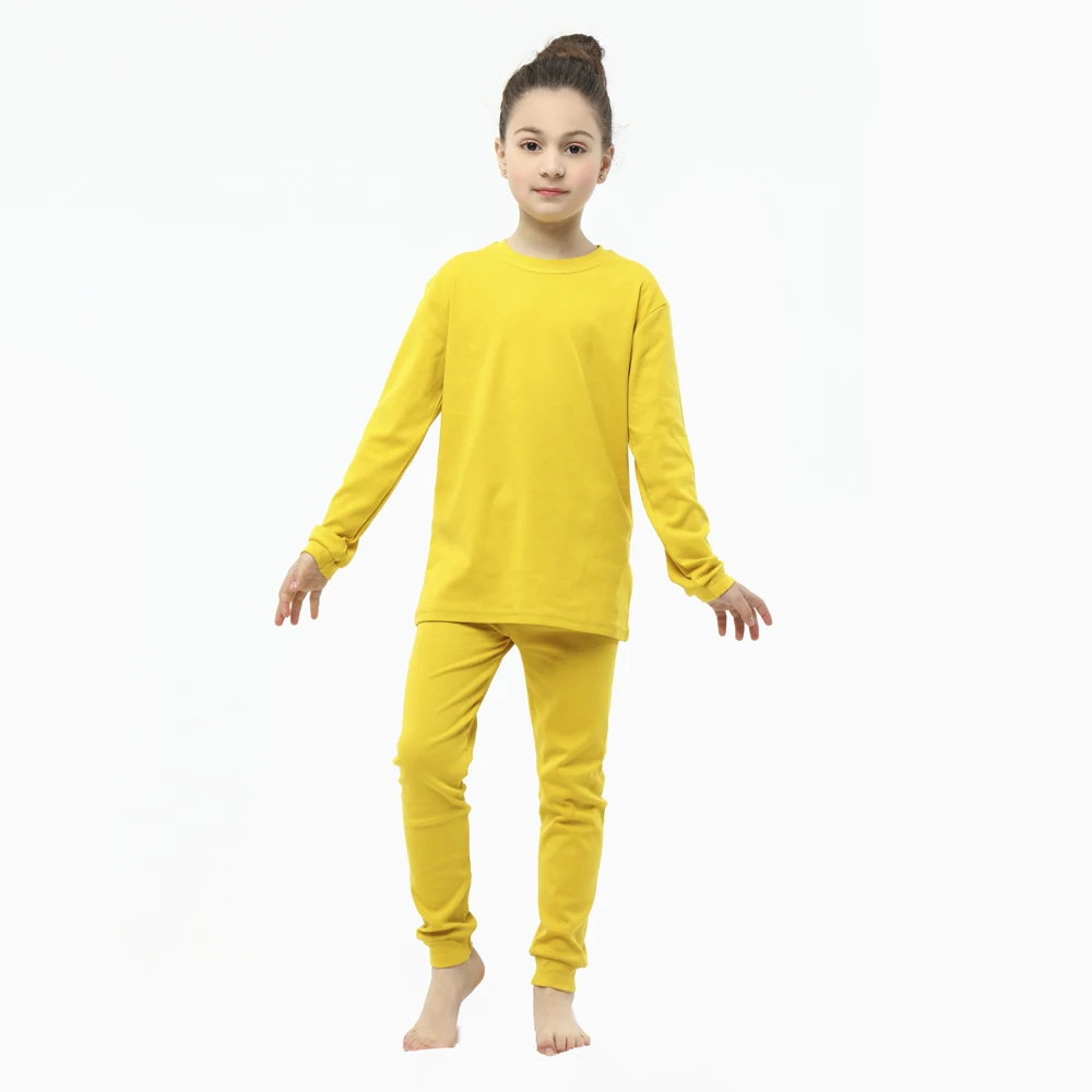 Baby Kids Boys Pajamas Cotton Sets Girls Pyjamas Suit Spring Winter Toddler Girl Clothes Solid Yellow Children Sleepwear Pijamas 3