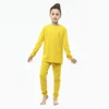 Baby Kids Boys Pajamas Cotton Sets Girls Pyjamas Suit Spring Winter Toddler Girl Clothes Solid Yellow Children Sleepwear Pijamas 3