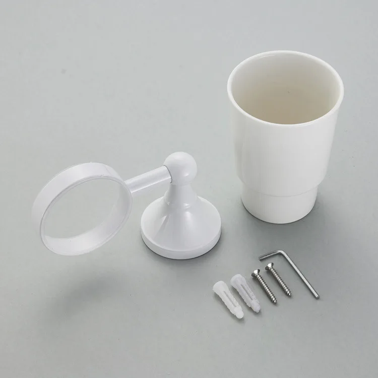 Copper Material White Sanitary Ware Hardware Accessories Baked White Paint dan bei jia Toilet Ceramic Mouthwash Cup Can Be a Gen