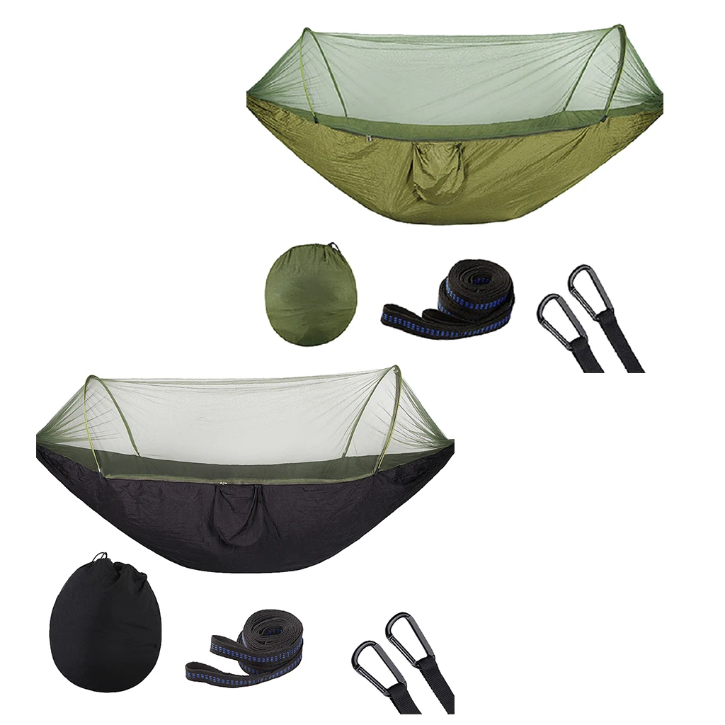 2PCS Outdoor Hammock Hanging Bed with Mosquito Net Camping Swing Tree Tent for Hiking Travel Backpacking