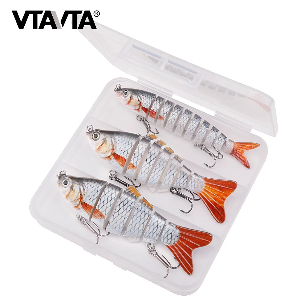 VTAVTA 3pcs/Box Mix Multi-Jointed Fishing Lures Set 10cm Sinking