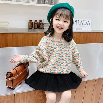 

Heart Pattern Girls Sweater 2020 Fall Winter Toddler Baby Girls Cardigan Sweaters Christmas Knitted Pullovers Chidlren Sweaters