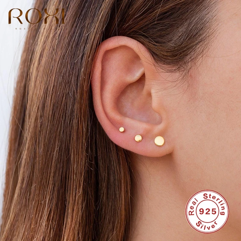 Mejor precio ROXI 3 unids/set 2/3/4mm Mini pendientes redondos de tuerca para mujeres y niñas pendientes inusuales Piercing 925 Plata de Ley joyería de boda kjQlMqDYVQw