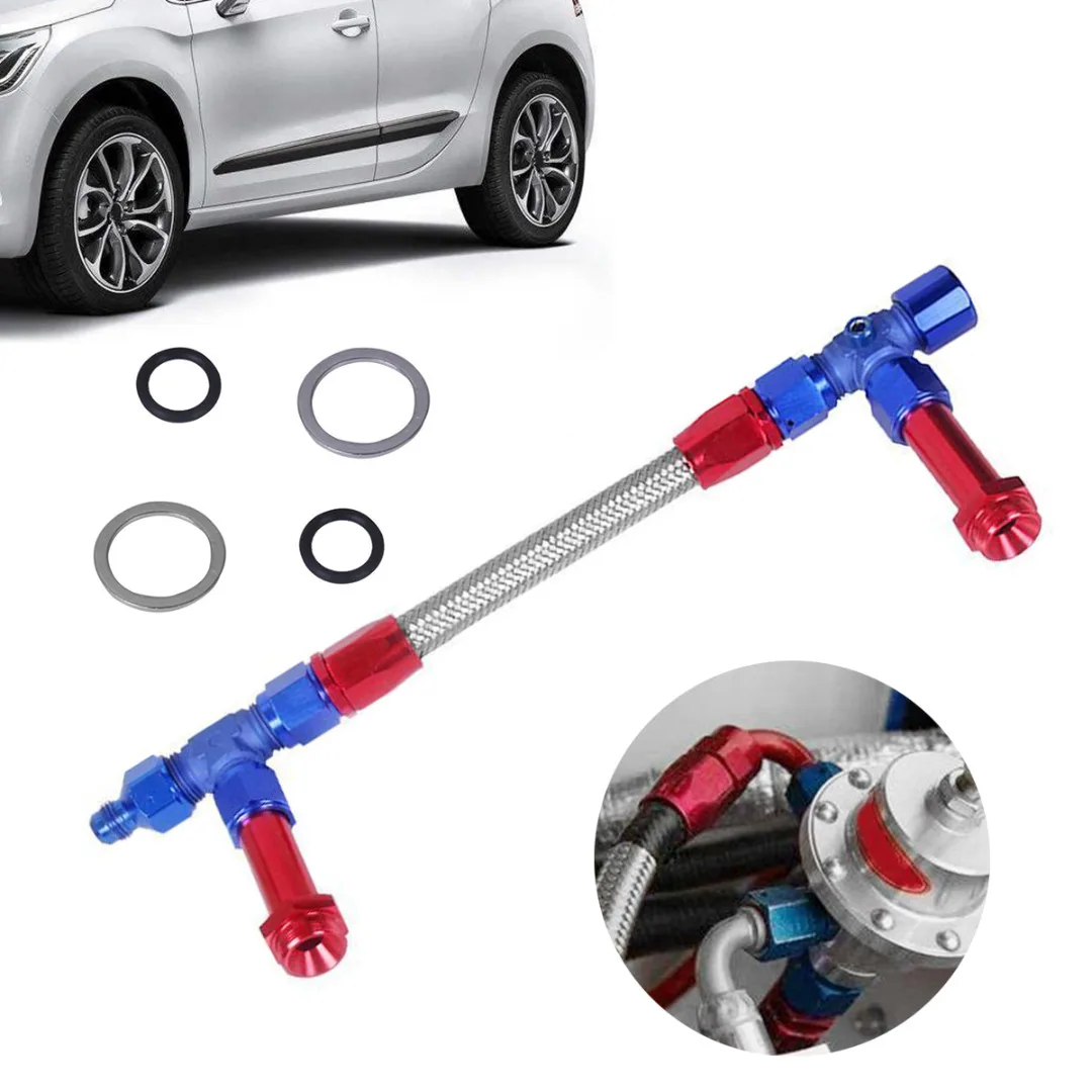 

For Holley 1pc Stainless Steel Braided 8 AN Dual Feed Fuel Line Kit Support 4150 Carburetor Accessories