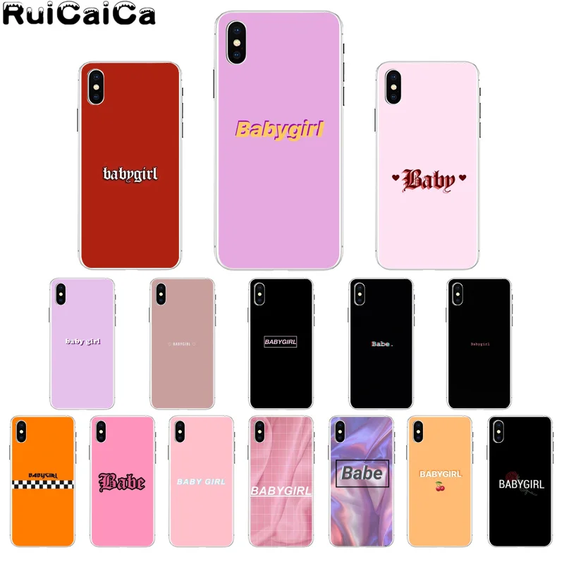 

RuiCaiCa Babe babygirl honey line Text art Smart Cover Soft Shell Phone Case for Apple iPhone 8 7 6 6S Plus X XS MAX 5 5S SE XR