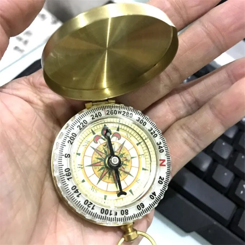 I087 Copper CKAHSBI открытый многофункциональный компас Инструмент Кемпинг Туризм Портативный латунный Карманный Золотой Компас Навигация мини высокое качество - Цвет: I087 Copper
