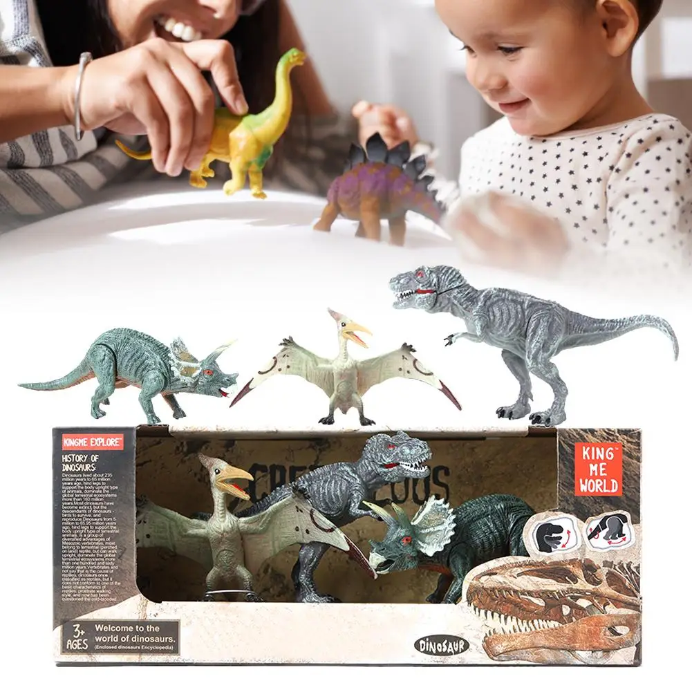

3PCS Jurassic Park Soft Dinosaur Model Wrist Dragon Tyrannosaurus Realistic Dinosaur Simulation Doll Toy Set For Kids Home Deco