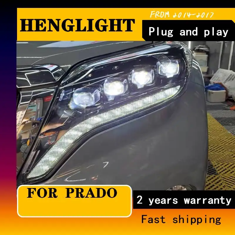 

Стайлинг автомобиля фары для Toyota Prado светодиодный 2014-2017 DRL дневные ходовые огни направляющие Биксеноновые HID аксессуары