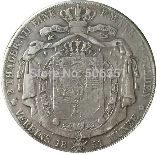 1851 Немецкая монета 1842-1854 различная Дата 10 копия монет - Цвет: 1851