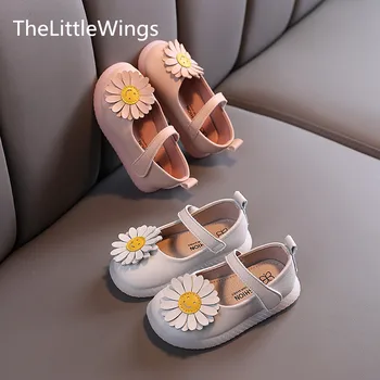 

Girls Princess shoes 2020 autumn new flower fashion Velcro non-slip small leather shoes 1-3 years old Super soft and comfortable